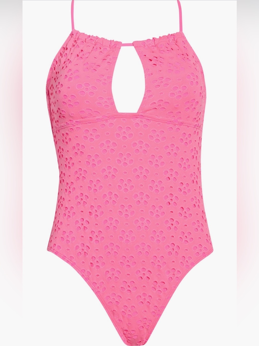 Betsey Johnson Pink Eyelet One-Piece Swimsuit size Small